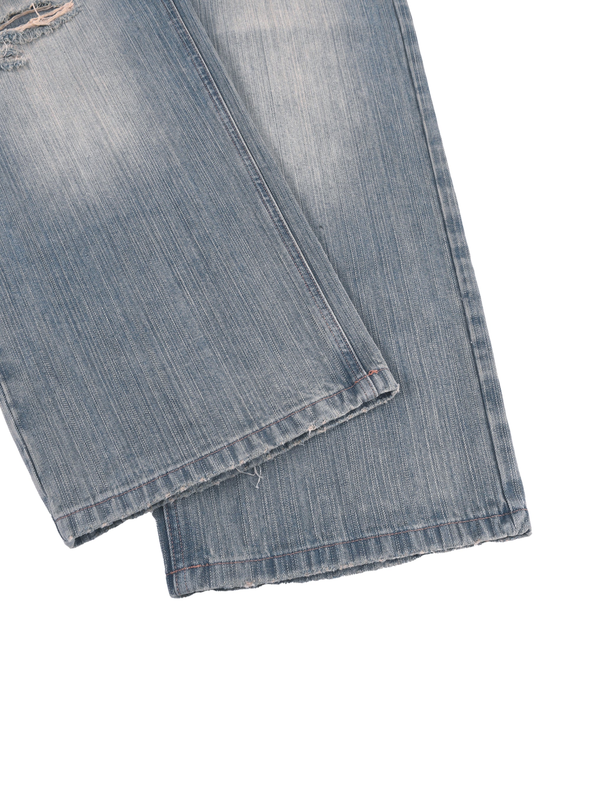 Vintage Wash Distressed Denim Jeans - Kanji (Touge)